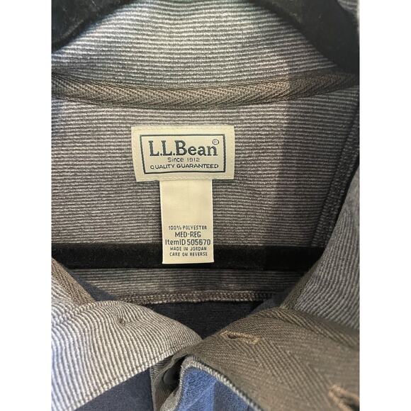 L.L.Bean Men's Fleece Layering Button Mock Pullover Sweater Shirt Blue Medium - Picture 2 of 4